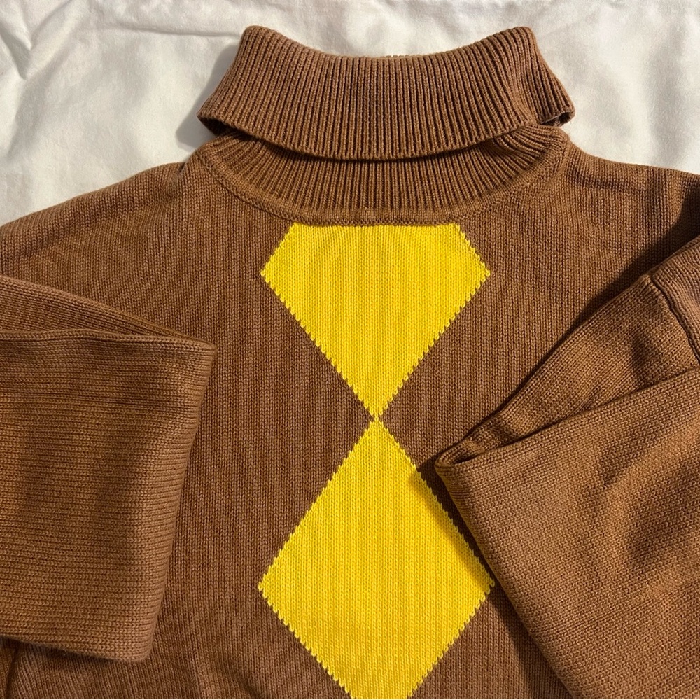 Victor Glemaud Brown Sweater with Yellow Accents